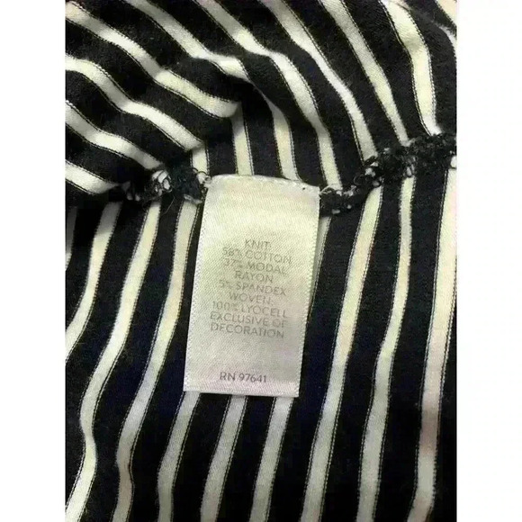 J Jill Cotton Model Navy Striped Smocked Bell Sleeve Tunic Top M Petite Artsy - Picture 8 of 9